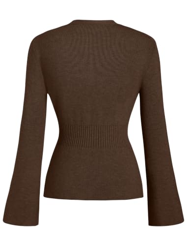 Image of ZAFUL Women's V Neck Button Down Ribbed Sweater Cardigan