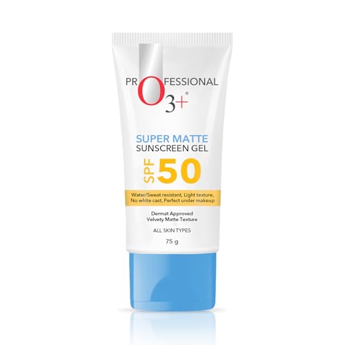 Image of O3+ Super Matte Sunscreen Gel SPF 50 PA ++++ With Niacinamide & Hyaluronic acid Suitable for Normal, Oily and Acne Prone skin for Women and Men | 75g