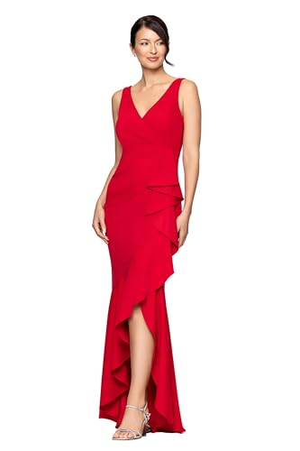 Image of Betsy & Adam Women's Xscape Women's Halter Mock Neck Ruffle Knee Length Dress