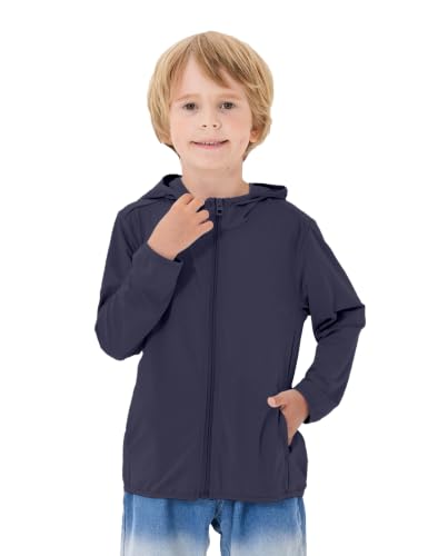 Image of TAGIHOO Kids Active Zipper Sun Protection Jacket Boys Girls Hooded Cooling Shirt Pockets Fishing Running Outdoor