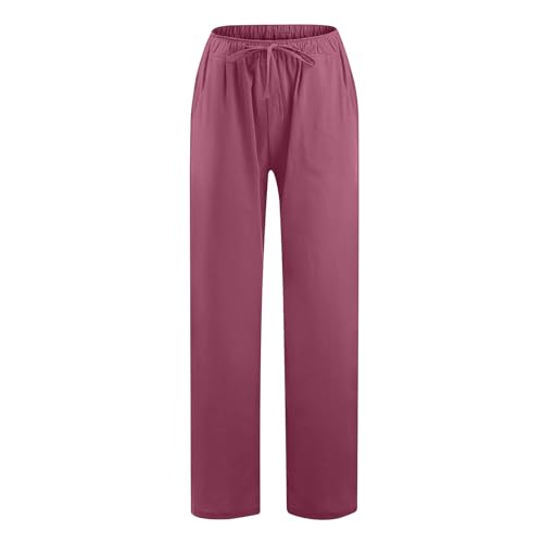 Linen Pants Women Tall 2025 Trendy Wide Leg Cotton Linen Trousers with Pockets, Lightweight for Travel & Daily Casual3