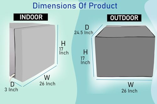 Image of The Furnishing Tree window ac cover suitable for BlueStar 2 Ton WFA324LN, Check Grey Color Elastic fit Cover for front and rear Of Window Ac