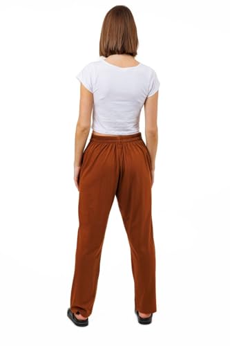 Pantalon large coupe droite marron fluide vêtement unisexe