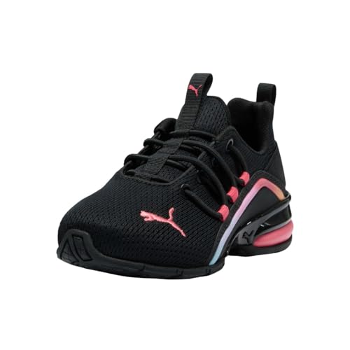 Image of PUMA Kids Boys Axelion Mesh Printed Fade Lace Up Sneakers Shoes Casual - Black, White