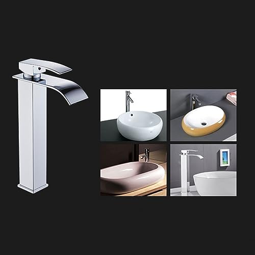 Grifo de cascada monomando para lavabo alto que evita salpicaduras en el baño 3