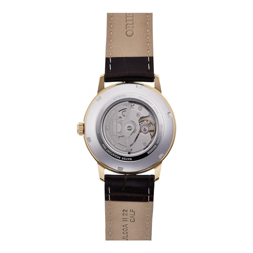 Image of Orient RA-AC0F04S10B Men's Analogue Automatic Watch with Leather Strap, Brown, Strap.