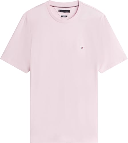 Tommy Hilfiger Herren T-Shirt Kurzarm Seasonal Solid Tee mit Rundhalsausschnitt, Rosa (Light Pink), M – Ansicht 6