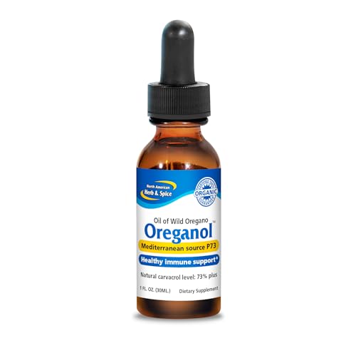 NORTH AMERICAN HERB & SPICE Oreganol - 1 fl. oz. - Unprocessed, Wild, Organic Oregano Oil - Mediterranean Source P73 - Non-GMO - 432 Servings