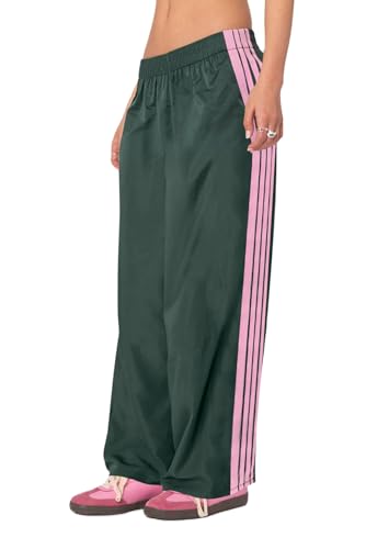 Mxiqqpltky Y2k Side Striped Sweatpants Women Casual Elastic Waist Wide Leg Track Pants Trendy Loose Fit Jogger Lounge Pants2