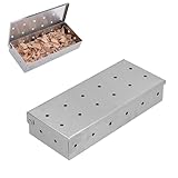 Qukaim Smoking Box, Edelstahl Wood Chip Smoker für Holzkohle- und Gasgrills, Vent Design, für den Außenbereich