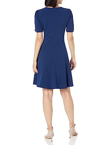 Image of DKNY Women's Button Short Sleeve Fit and Flare Dress