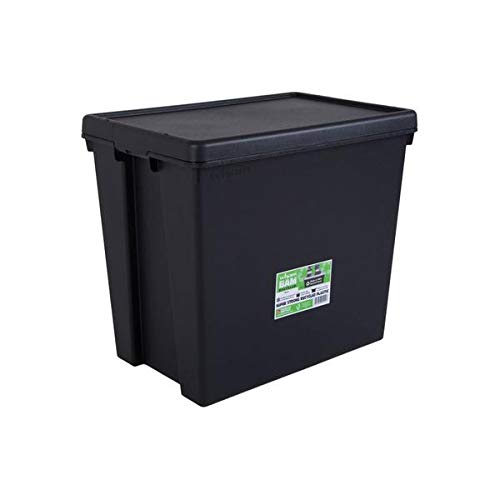 Wham Bam 100% Recycled Super Strong Impact Resistant Black Re-Usable Storage Boxes With Lids 92 Litre 59.5 x 40 x 52cm (1 Box)
