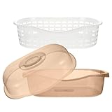 BIUDECO Colador de Cocina Pequeño de Plástico PP Color Caqui con Tapa Translúcida Cesta Doble para Escurrir y Organizar Vajilla Frutas y Verduras Adecuado para Almacenamiento y Uso