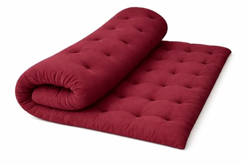 Image of ATOOTFUSION Soft Cotton Quilt | Foldable Light Weight Filled Single Firm Cotton Quilt Mattress| Gadda (Solid Coloured, 2 Sleeping Capacity, 5 x 6 ft or 72 x 60 Inches Queen) (Maroon)