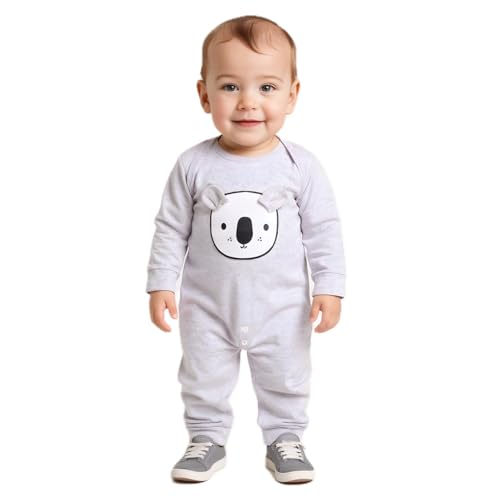 Image of 100% Cotton Animal face Print with 3D ears Rompers Sleepsuits Jumpsuit Night Suits for Infants Newborn Baby Boys & Girls