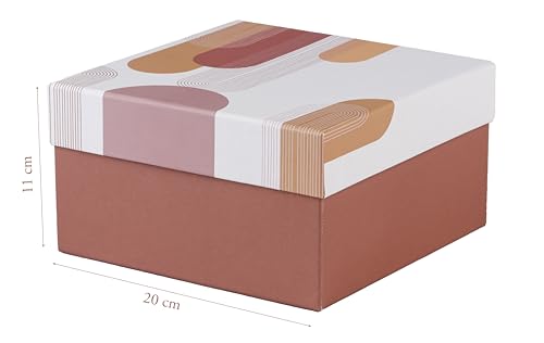 Boites de rangement multifonctions gigognes en carton terracotta géométrique