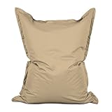 Lumaland Riesen-Sitzsack XXL 140x180 cm | Wasserfestes Indoor & Outdoor Liegekissen mit über 3 Mio. anpassungsfähigen EPS-Perlen | Bean Bag mit waschbarem Bezug & 5 Jahren Garantie [Beige]