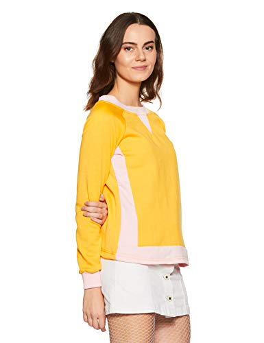 Image of Belle Fille Women's Fleece Jacket (BFJT-4145-L Yellow and Pink L)