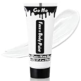 Go Ho Professional Clown White Face Body Paint Washable(2.37oz/pc),Water Based Cream White Body Paint,Halloween Costumes Cosplay SFX Goth Skeleton Zombie Vampire Clown Makeup