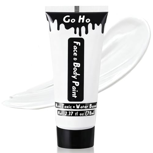 Go Ho Professional Clown White Face Body Paint Washable(2.37oz/pc) Water Based Cream White Body Paint Halloween Costumes Cosplay SFX Goth Skeleton Zombie Vampire Clown Makeup