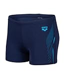 ARENA Boy's Short Graphic Swim Trunks, Navy-Turquoise, 6-7 Jahre