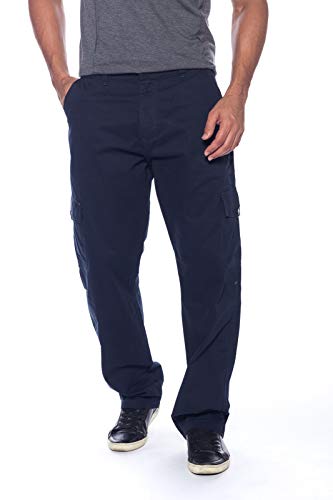 Calça Cargo Macaw Sarja 7657 Azul Marinho Cor:Azul;Tamanho:42