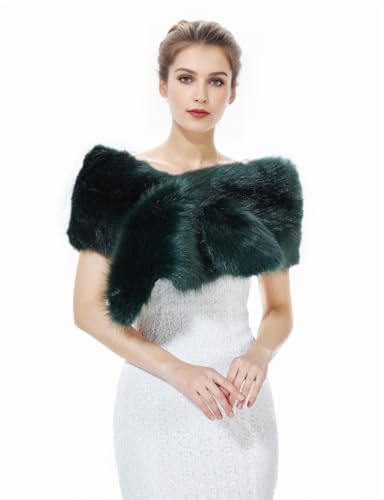 BEAUTELICATE Chal de Piel Sintetica Mujer Niñas Bufanda de Pelo Abrigos de Piel para invierno Boda Fiesta Cosplay （Musgo Verde-Talla Grande-160cm）