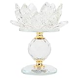 FOURNITURE DE CHANDELIERS BOUDDHISTES: PORTE-bougie chauffe-plat en de lotus - design en de lotus en cristal et décoration exquise et parfaite pour votre maison, bureau, temple, salle de yoga,