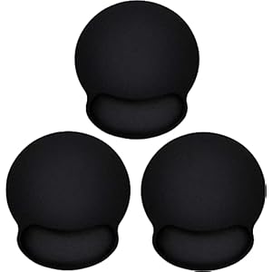 Ergonomic Mouse Pad 3 Pack with Wrist Rest Support, Round Gaming Mousepad with Smooth Lycra Surface & Non-Slip Rubber Base for Computer, Laptop, Office, Comfortable Memory Foam for Wrist Cushion