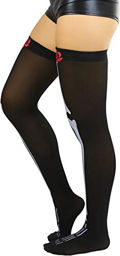 Image of ToBeInStyle Women's Scary Skeleton Leg Bones Halloween Hosiery Tights & Thigh High Stockings
