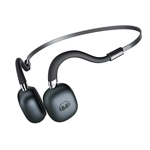 Monster Bone Open Ear Headphones Wireless Sport Bluetooth 5.3 with Mic, Air Conduction Earphones Around Head with Enhanced Bass, Over-Ear Headset Sweatproof for Running