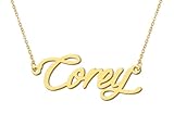 Aoloshow 18k Gold Plated Corey Name Necklace Mens Nameplate Stainless Steel Jewelry for Dad