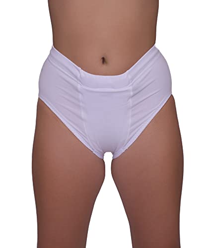 Vulvar 521 - Calzoncillos de apoyo para varicosidad y prolapso con bandas de compresión para la ingle, Blanco, S