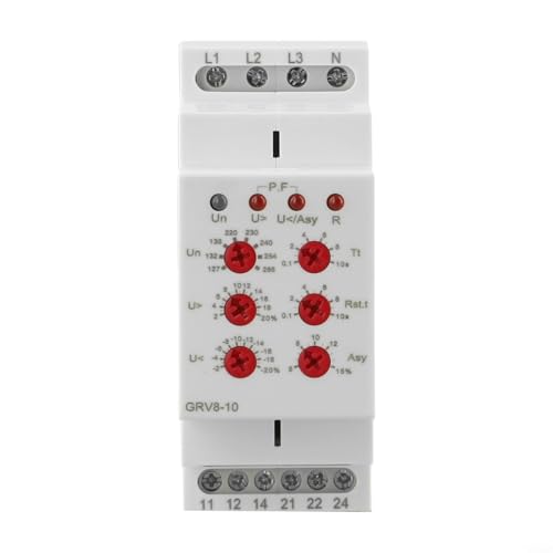 Image of EffiFish 3-Phase Voltage Monitoring Relay GRV8-10/M265, Over/Under Voltage Protection With LED Status For Industrial Motor Safety