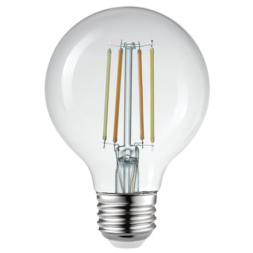 GLOBE Electric 34920 Wi-Fi Smart 5.5W (60W Equivalent) Straight Filament Tunable White Clear LED Light Bulb, No Hub Required, Voice Activated, 2000K - 5000K, Vintage Edison Style, G25 Shape, E26 Base GLOBE Electric 34920 Wi-Fi Smart 5.5W (60W Equivalent) Straight Filament Tunable White Clear LED Light Bulb, No Hub Required, Voice Activated, 2000K - 5000K, Vintage Edison Style, G25 Shape, E26 Base
