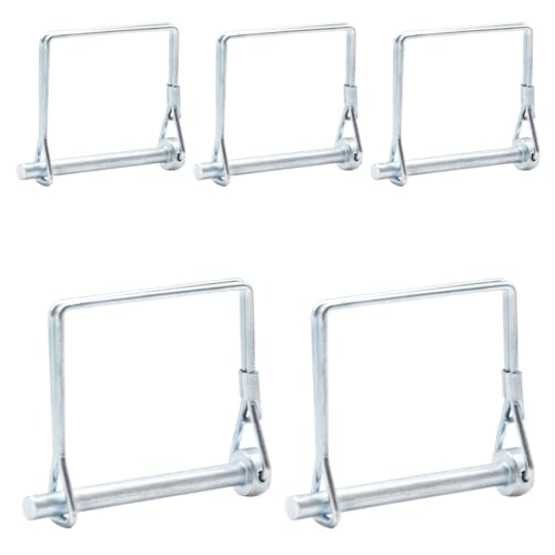 CEEYSEE 5Pcs Shaft Locking Pin 6mm Trailers Lock Hitch Lock Pin Zinc Plated Carbon Steel Round Loop Safety Wire Lock Pin Length 60mm for Farm Trailers Trolley Wagons Lawn Garden Towing(FX/6x60mm)