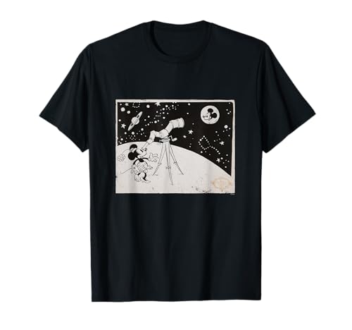 Disney Minnie & Mickey Mouse Telescope Moon Romantic Vintage T-Shirt