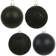 Vickerman 2.75" Black 4-Finish Ball Ornament Assortment - 20 per Box - Matte, Shiny, Glitter, Sequin - Reliable and Durable - Perfect Christmas Ornaments - Black Christmas Decor