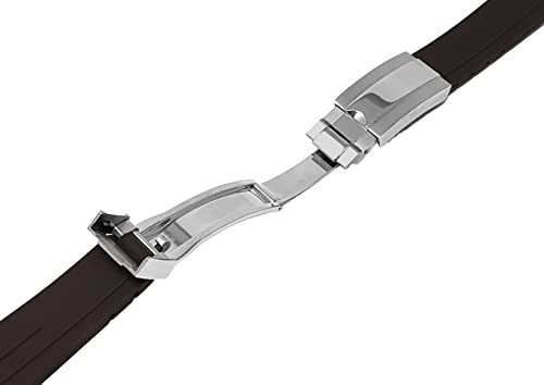 Bandini 20mm Curved End Rubber Watch Band for Rolex Submariner, Daytona, Ghost, Yachtmaster & More, Curved Rubber Watch Strap, Waterproof, With Deployment Clasp or without Clasp