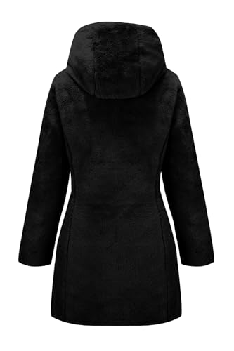 Giolshon Chaquetas reversibles de pelo sintético y brillantes para mujer Abrigo acolchado con capucha resistente al agua Longitud media B06 Negro XXL - imagen 5