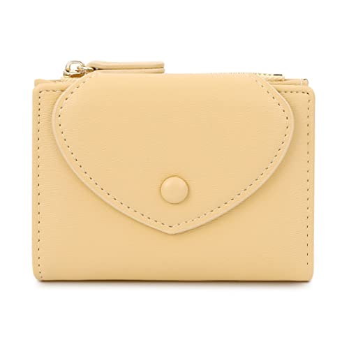 Small Wallets for Girls Kids Cute Slim Bifold Wallet Little Cash Pocket Card Holder Zipper Coin Purse for Women (Yellow)