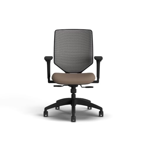 Image of HON Solve Office Chair, Ergonomic Office Chair Mesh Back Support, Adjustable Lumbar Support, Height Adjustable Arms, Black Frame, Bark