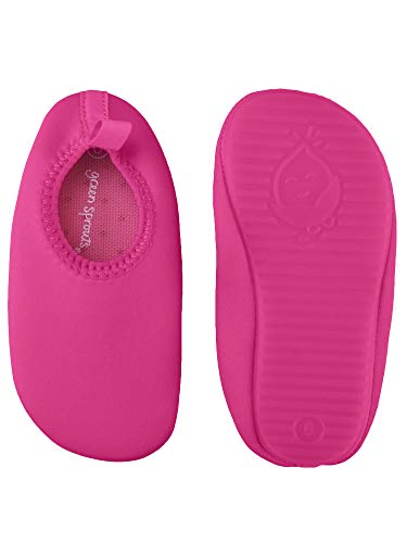 i Play. Kids Water Socks for Girls Quick Dry with Non Slip Sole Easy On Water Shoes-Pink-Size 92