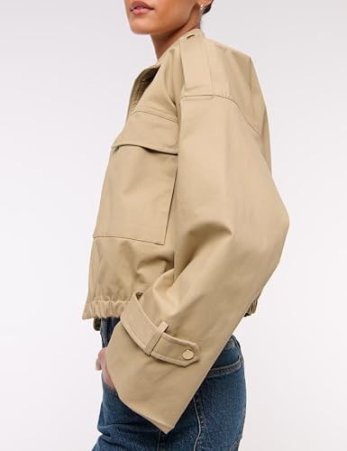 Jackets For Women Lightweight Cinched Utility Jacket Twill Coat Going Out Outwear2