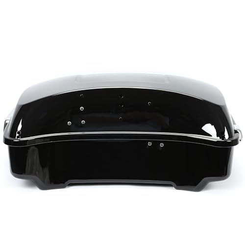 Image of ECOTRIC Chopped Luggage Trunk W /Pad Compatible with 2014-2024 Harley Touring Road King Road Glide Street Glide Electra Glide Tail Box Trunk with Backrest