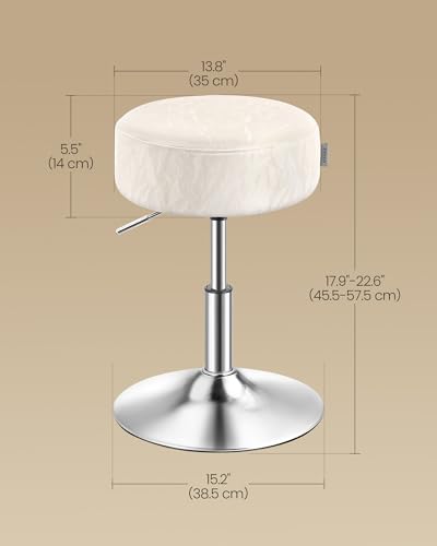 Image of VASAGLE Adjustable Bar Stools Set of 2, 360 Swivel, PU Leather, Thick Cushion, for Kitchen, Dining Room Bedroom, Modern, Cream White