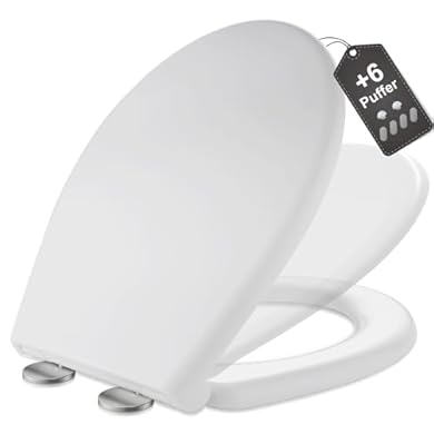 Foto di MEEJEE Tavoletta WC con Chiusura Rallentata, Copriwater Bianco Ovale, Sedile WC Soft-Close, Copri WC Universale, Asse WC Facile Montare, Tavoletta Bagno per Famiglia, Ospiti e Appartamento in Affitto