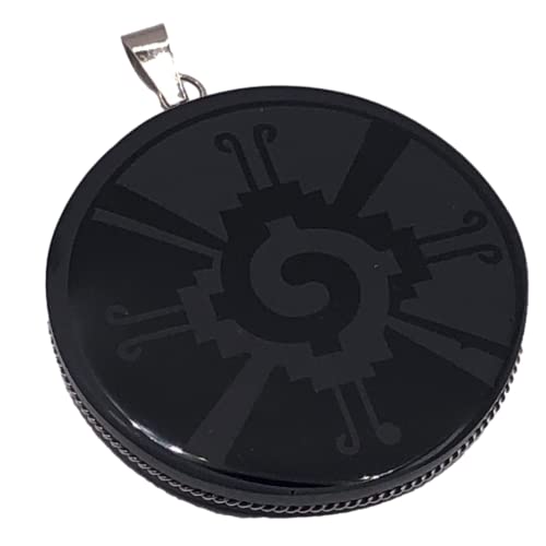 1.9 Obsidian round pendant engraced Necklace scrying, disk, polished, Black mirror, handmade, Healing Crystal, Obsidian stone, Amulet, Spiritual Necklace 1.9 diameter