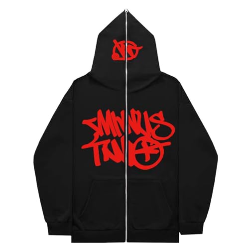 Gefomuofe Minus-Two Cargo Hoodie Men's Minus-Two Hoodie Y2K Hoodie Hip Hop Streetwear Urban Pullover Unisex Casual Jacket Vintage Streetwear Jacket Coat for Girls and Boys, red, XL