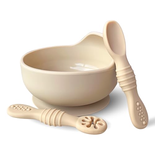 BALANCEX Bol de Silicona para Bebe con Ventosa y Cucharas de Aprendizaje – Cuenco Bebé Antivuelco, Antiderrame | Vajilla Bebe BLW, Baby Led Weaning
